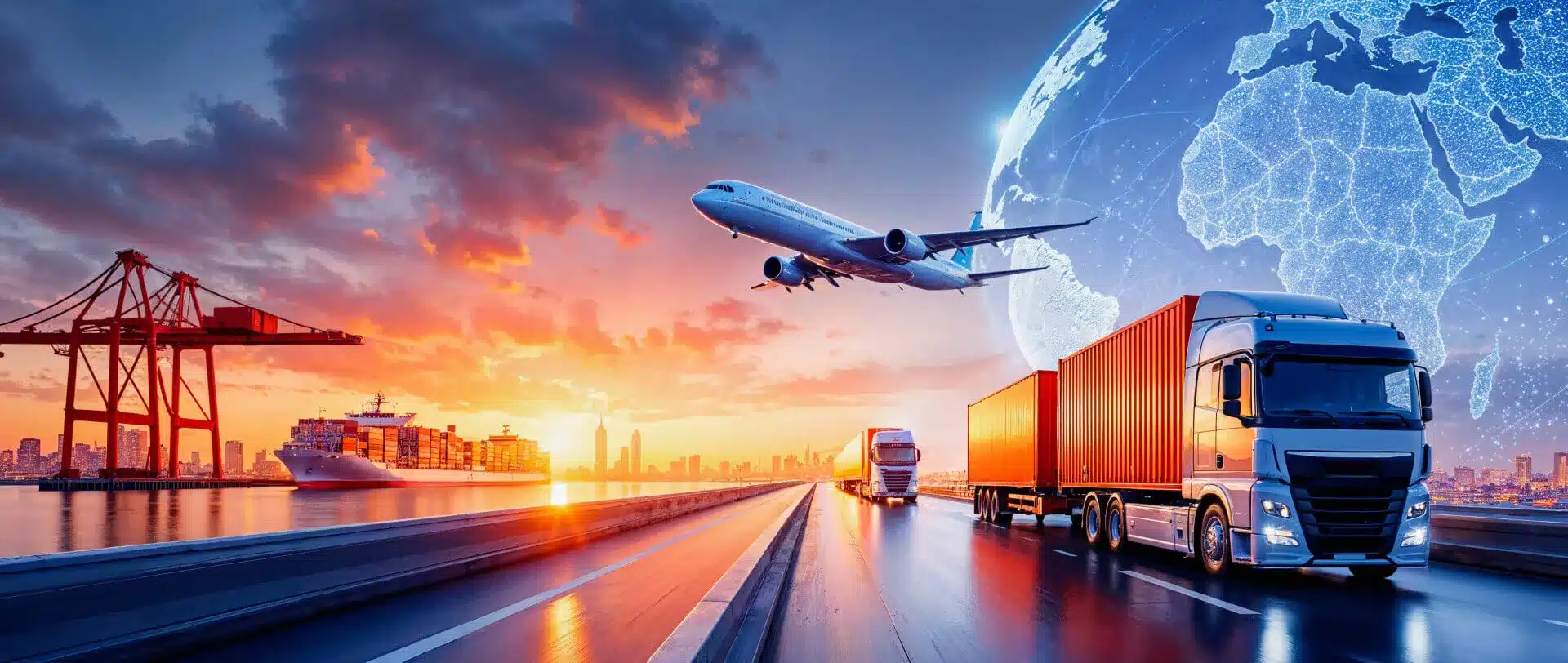 Avión, contenedores y camión: logística y comercio internacional